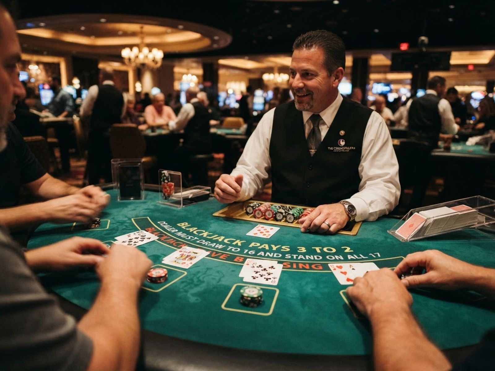 Cartes de blackjack posées sur le tapis