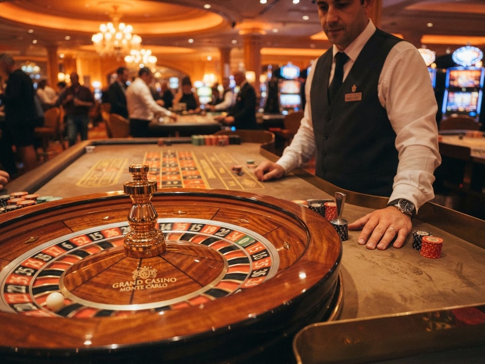 Roue de roulette sur une table de casino